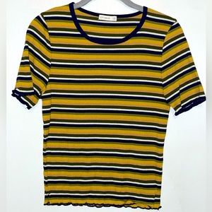 NWOT Cotton On colorful Striped Ribbed Lettuce Edge Baby Tee size L